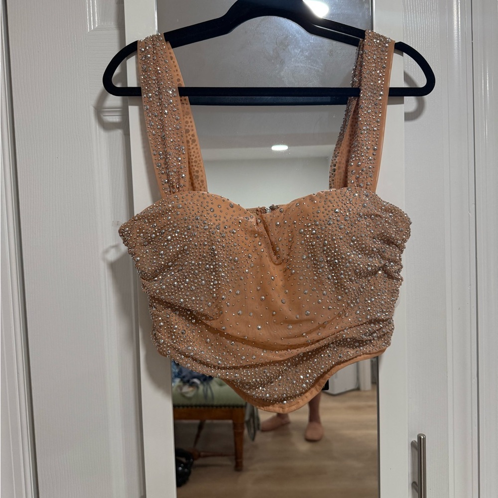 Fashion Nova Nude Rhinestone Bustier